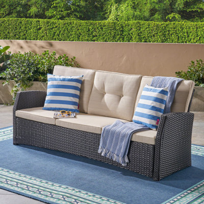  Canapé en osier avec coussins pour siège de patio élégant, causeuse extérieure spacieuse avec structure durable et design élégant, mobilier de jardin confortable