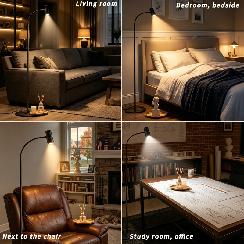 Lampe sur pied réglable avec télécommande, lumière debout à col de cygne de 66 pouces avec gradateur 3000K-6500K et minuterie pour la lecture, le bureau et le salon