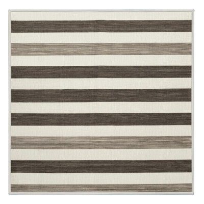 Tapis blanc à rayures horizontales lavable à la machine