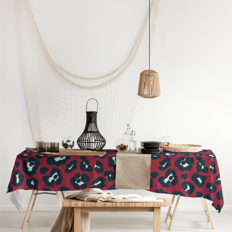 Nappe en mélange de coton à carreaux Luxury Luxury, 102 po x 58 po, Rouge / Noir / Blanc