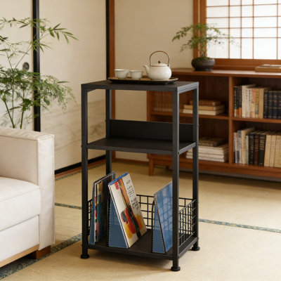 3-Tier Record Player Stand With Storage For Up To 100 Vinyl Albums, Turntable Side Table With Metal Mesh Design, Compact Shelf For Living Room Or Bedroom