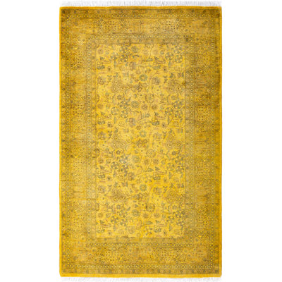 Overdyed Hand-Knotted Wool Modern-Contemporary Yellow Area Rug 3' 2" x 5' 5"