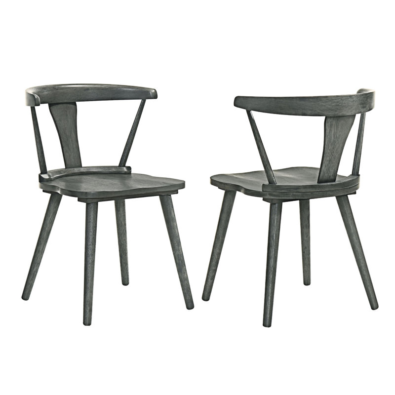 Wood Dining Chair Solid Chair Set Of 2, Gray
