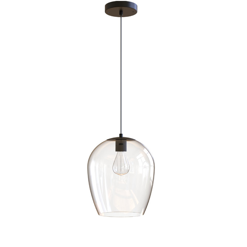 Brushed Brass U shaped glass pendant, 12" H x 10" W x 10" D, U-shaped Brass