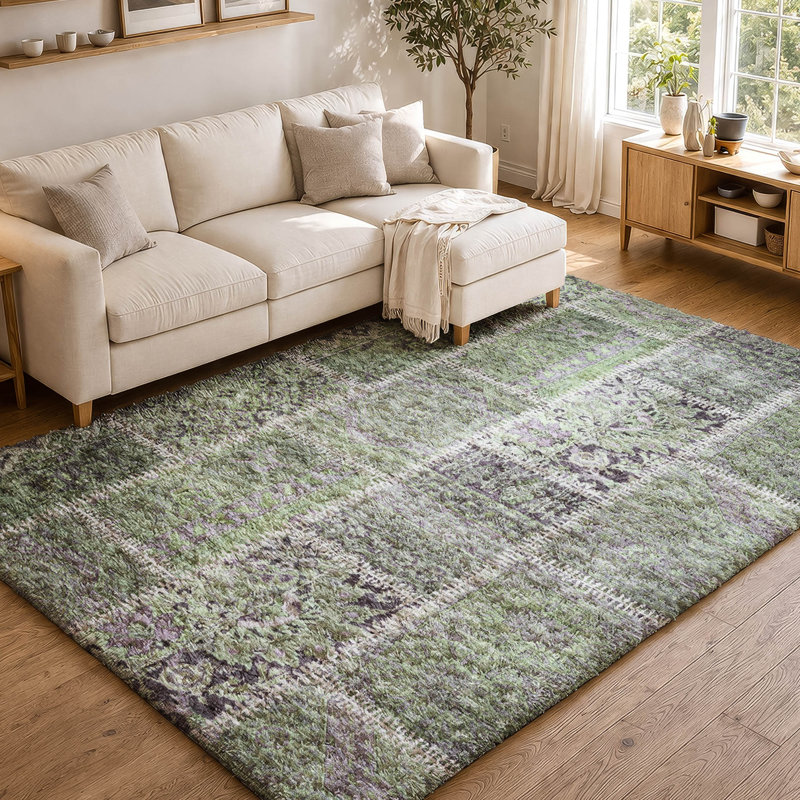 Tapis à poil long de qualité supérieure lavable à la machine ADS635, Green, 10' x 14'