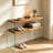 MDF Console Table, Big Side Table, Walnut Tempered Glass Desk,Entry Table