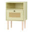 Table de bout rectangulaire en bois massif et manufacturé Josefin avec rangement en rotin -694310132