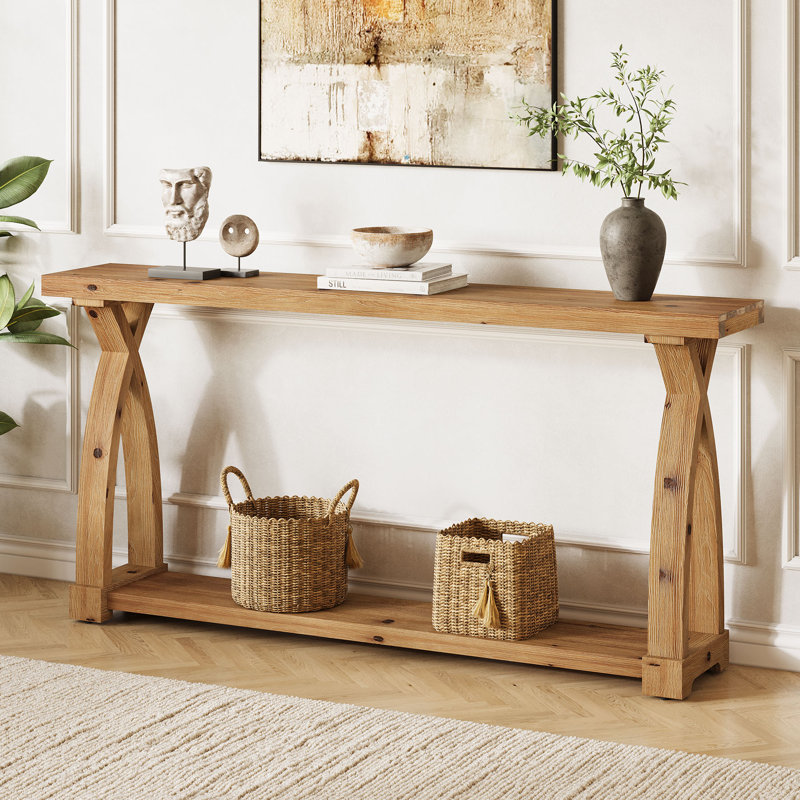 Console en bois massif de 63 po, Light Brown