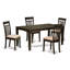 Ensemble de table de salle à manger 5 pièces moderne comprenant une table rectangulaire en bois avec feuille papillon et 4 chaises rembourrées en tissu de lin, 36 x 66 pouces, cappuccino-47841256-134013013