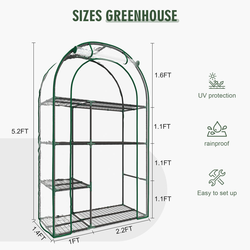 3.2'W x 1.4'D ×5.2'H Small Hobby Greenhouse