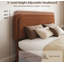 Structure de lit double, lit plateforme rembourré moelleux avec tête de lit réglable en hauteur, structure robuste et Alats, conception silencieuse, compatible avec les matelas sans ressorts, facile à assembler, brun