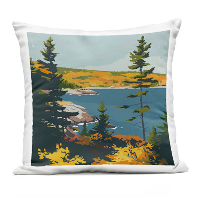 Modern Expressive Lakeside Outdoor Printed Pillow, design by Walker Noble