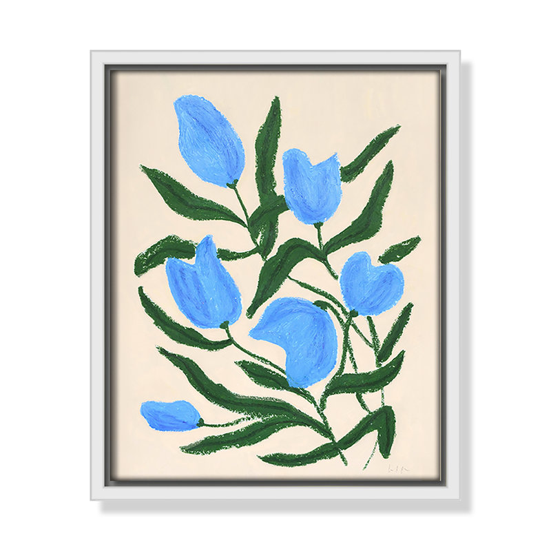 «Colette Blue Tulips Print» par Camilla Bergqvist, H 11,5 po x l 9,5 po, Blanc