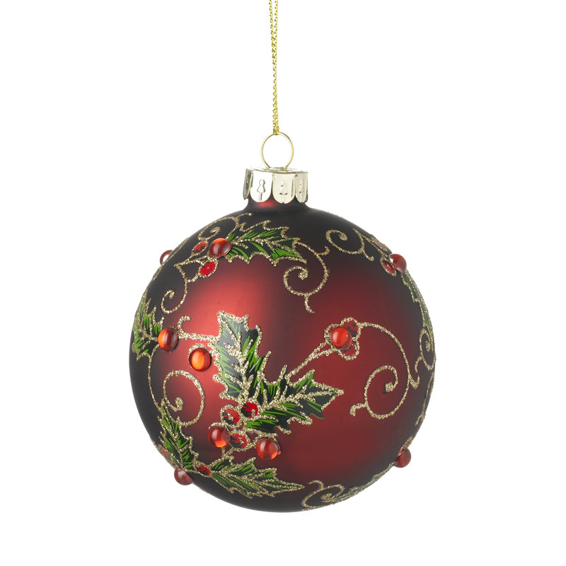 10cm Glass Plants & Flowers Ball Ornament