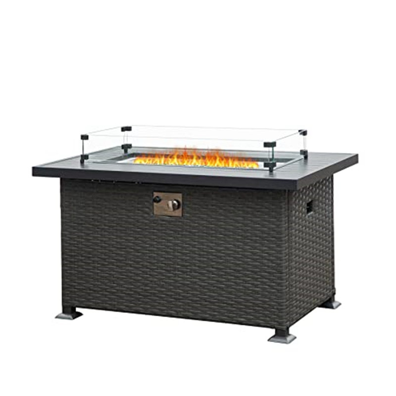 Burroway Rectangle Stainless Steel Propane Smokeless Fire Pit Table with Lid, Dark Brown