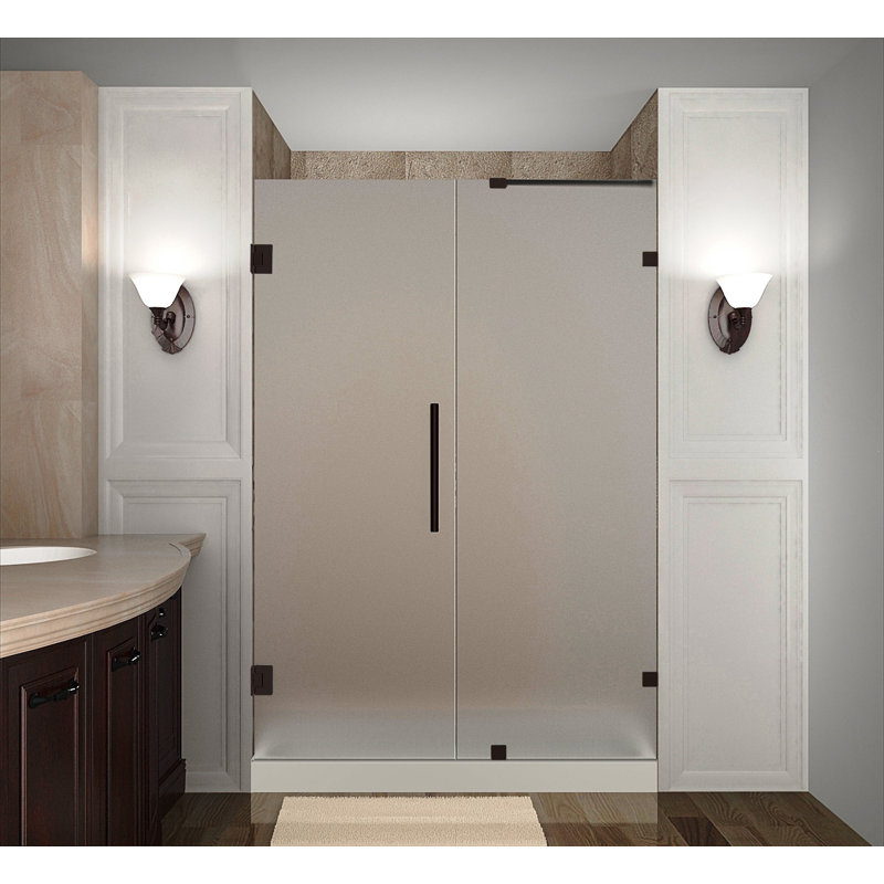 Porte de douche à charnière sans cadre l 71,25" x h 72" Nautis, Givré