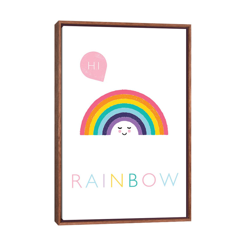 Rainbow - impression d'art graphique, Toile avec cadre brun, H 26 po x l 18 po x 1,5 po, Pas de tapis