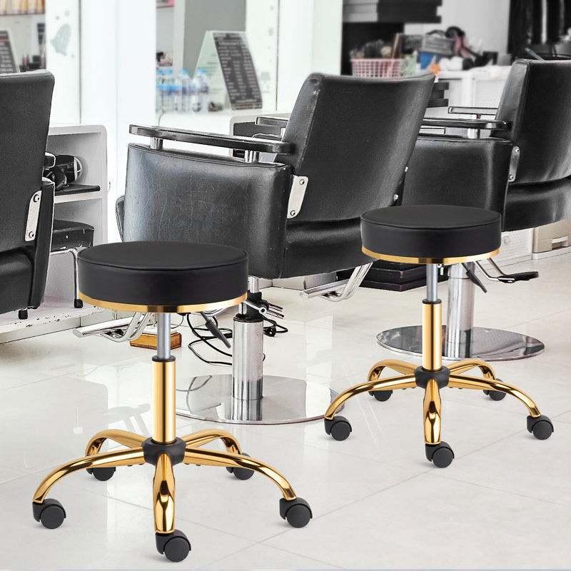 Adjustable Height Ergonomic Lab Stool with Footrest, Black