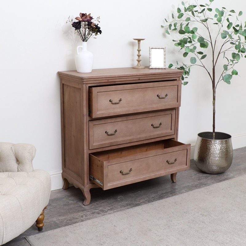 Solid Wood 102cm W 3 - Drawer Chest of Drawers