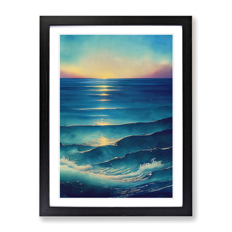 Watercolour Seascape Vol.2 Framed Print, Black, 64cm H x 46cm W x 2cm D