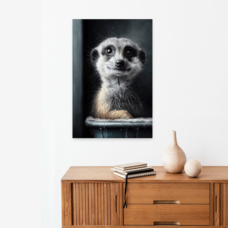 Meerkat In Bathtube 1 by Justyna Jaszke - Wrapped Canvas Print, 60.96 cm H x 40.64 cm W