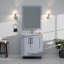 Meuble-lavabo compact avec comptoir en quartz et miroir-318395793