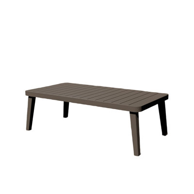 Geny Patio Coffee Table, Brown Aluminum, Rectangular 49 Inch Top
