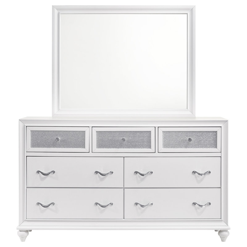 Dasher 7-drawer Dresser with Mirror White, White