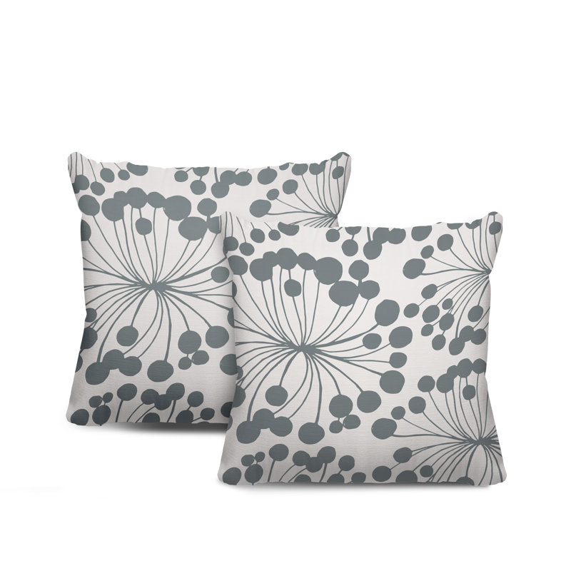 Housse et insert de coussin décoratif intérieur / extérieur en mélange de polyester, L 19 po x H 19 po, Gris