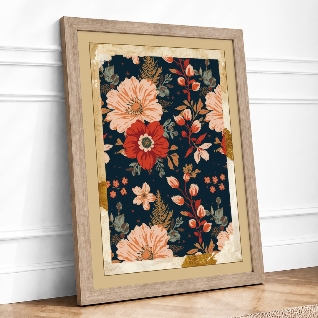 Floral Textile Pattern Botanical Framed Art Print