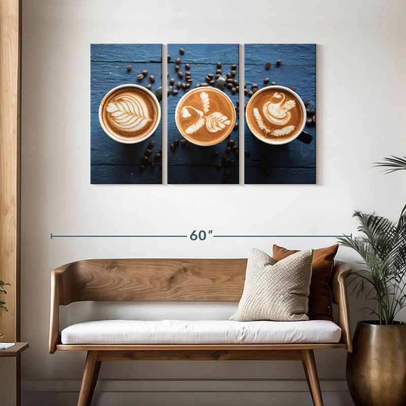 Café au lait Yarlin et grains de café, H 28 po x l 45 po