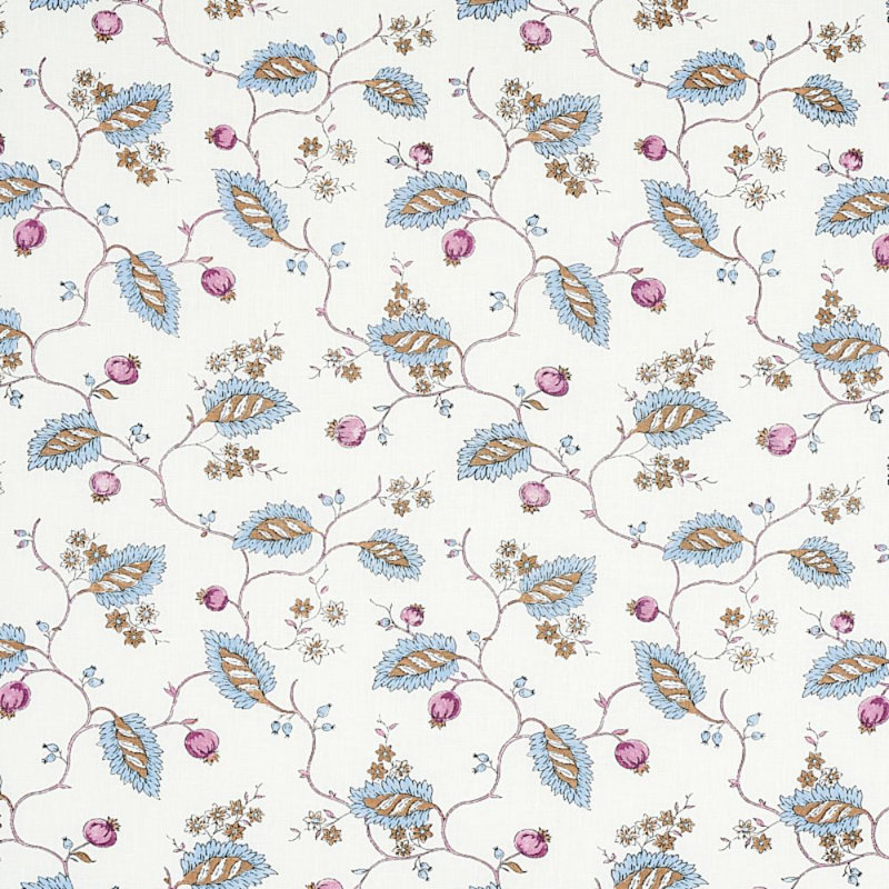 Maryam Vine Fabric, Sky/Plum