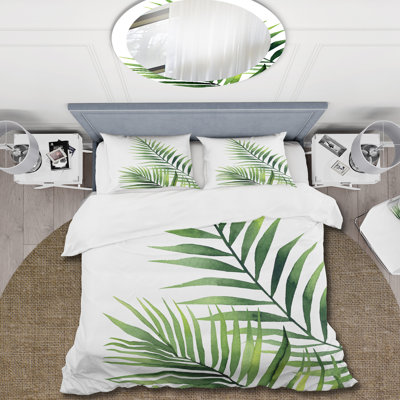 Green/White Microfiber Duvet Cover Set