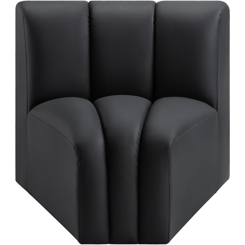 Chaise d'appoint en cuir Hollimon Vegan, Cuir végétalien noir