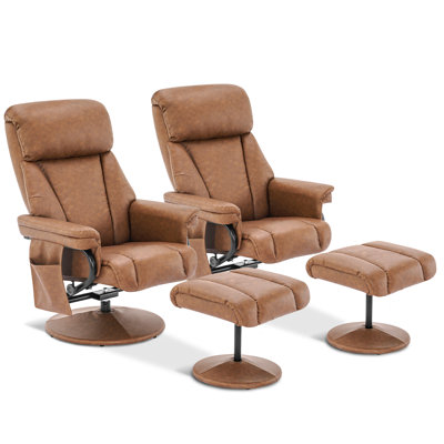 Dereion 2 Set Swivel Recliner with Ottoman, Reclining Chair with Massage, Faux Leather Lounge Chairs