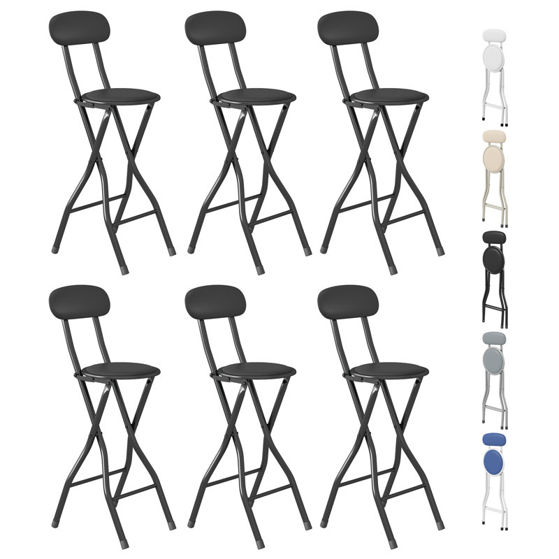 Upholstered Counter Stool with Metal Frame, Black