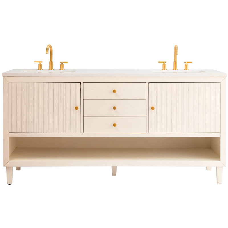 Lisbon 72"L Free Standing Vanity In Antique White