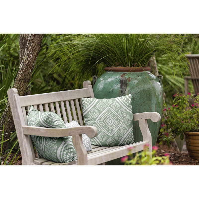 Upscale Getaway Outdoor Reversible Throw Pillow, 16" x 16", Soft Green