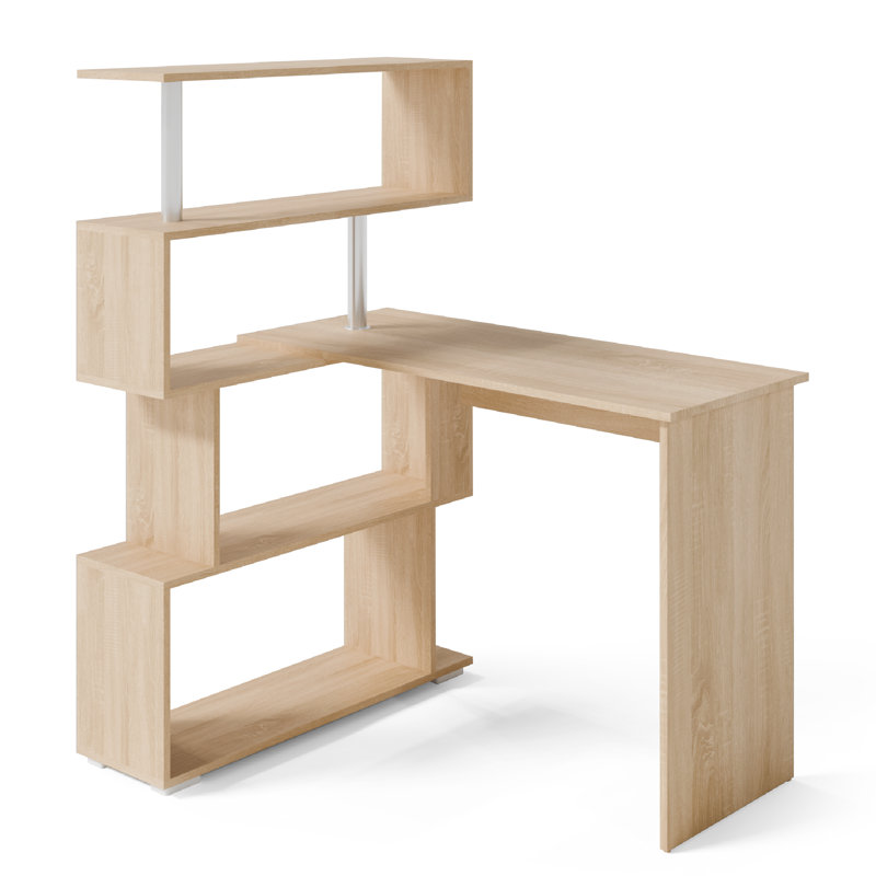 Milroy L-Shaped Writing Desk, Medium Oak