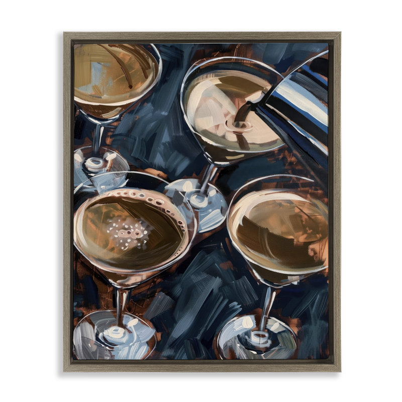  Pouring Espresso Martini Canvas Wall Art by LSR Design Studio, Cadre flottant orme Montalcino, H 31 po x l 25 po