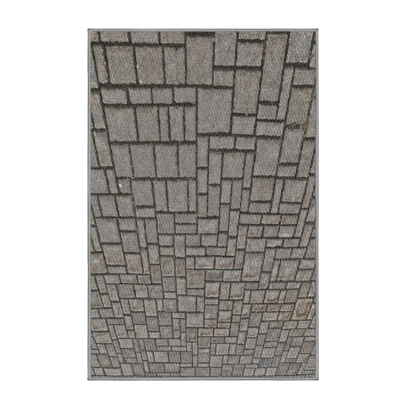 Tapis gris tissé à la machine, Tapis de couloir 2 pi x 5 pi