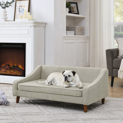 Canapé-lit surélevé durable et confortable avec accoudoirs irréguliers de conception moderne, idéal pour les chiens de taille moyenne et grande