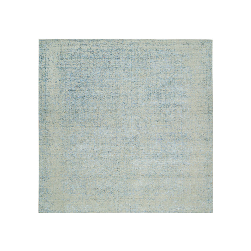 10'x10' Grey Modern Jacquard Hand Loomed Wool and Silk Square Rug C5F33E046A6B4406BDAC364E8434F26D