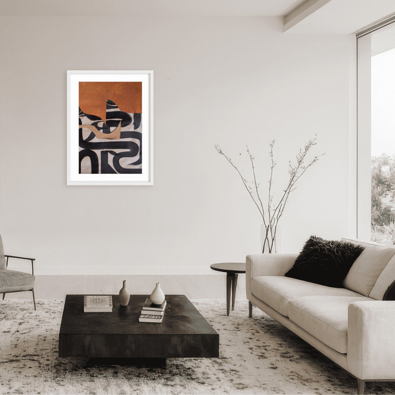 Gai: A Symphony Of Abstraction, 30" H x 24" W x 1.125" D, Black, Framed Matted Print
