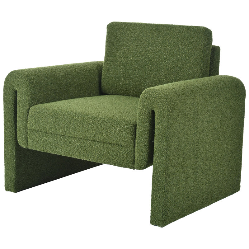 Comesha Modern Boucle Upholstered Accent Chair, Green Polyester