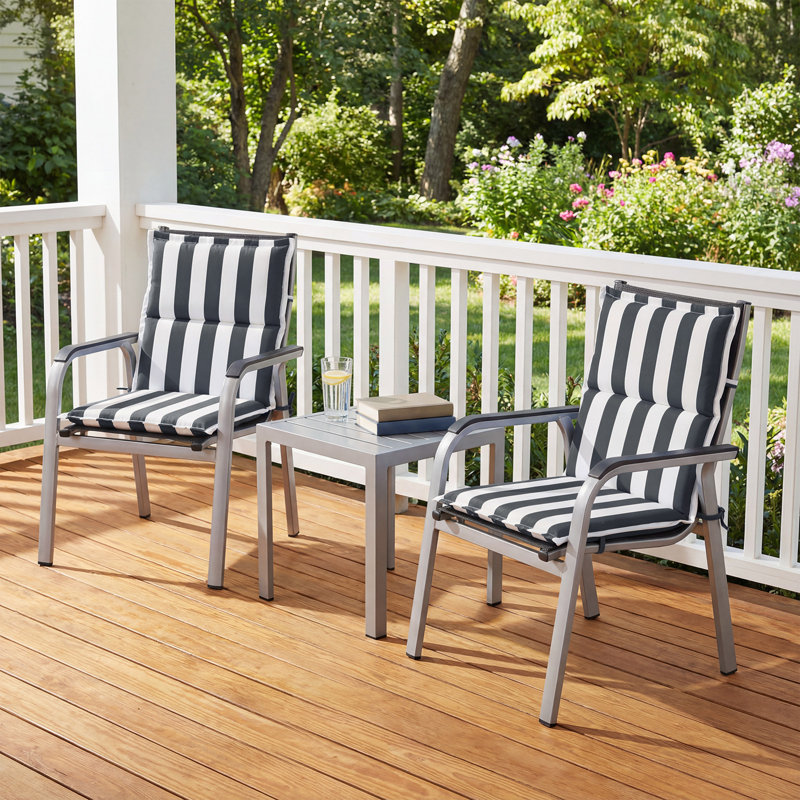  Outdoor Flanged Chair Cushions Set of 2, 39 x 20 x 2.4 Inch, Gray 