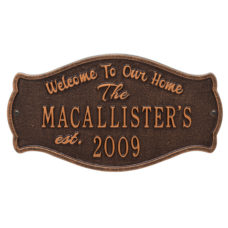 4-Line Wall Address Plaque, Antique Copper, Yes