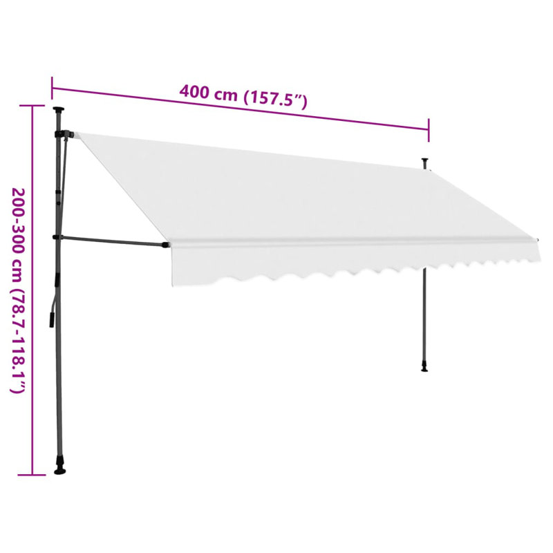 Dakota Fields Polyester Cream Cover Retractable, 4m W x 1.2m D, White