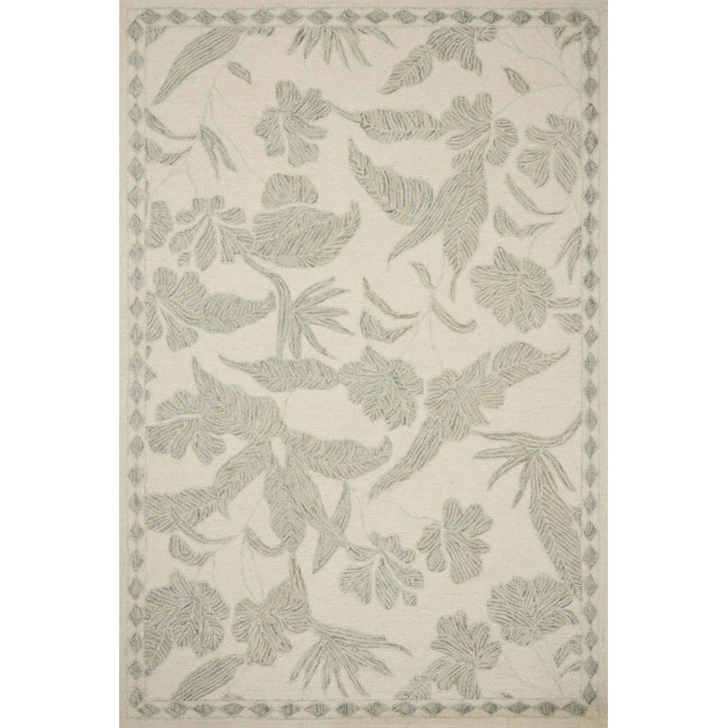 Tapis contemporain ivoire / ciel Loloi Mavis, Carré 1 pi 6 po