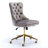 Gray Office Chair, Velvet Upholstered Tufted Button Home Office Chair, With Golden Metal Base, Adjustable Desk Chair Swivel Office Chair-1757426047